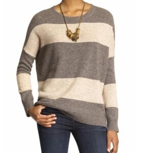 VINCE Women's Rugby Yak Wool Blend Stripe Hi Low Sweater Sz M